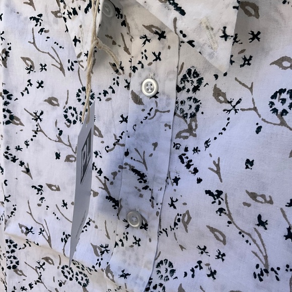 NWT-Mens Blue& Grey Floral Collared Short Sleeve Button Shirt-100% Cotton - Picture 3 of 3